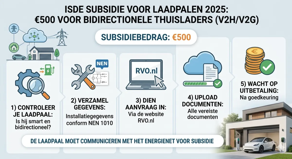 ISDE subsidie laadpaal 2026: €500 aanvragen in 5 stappen