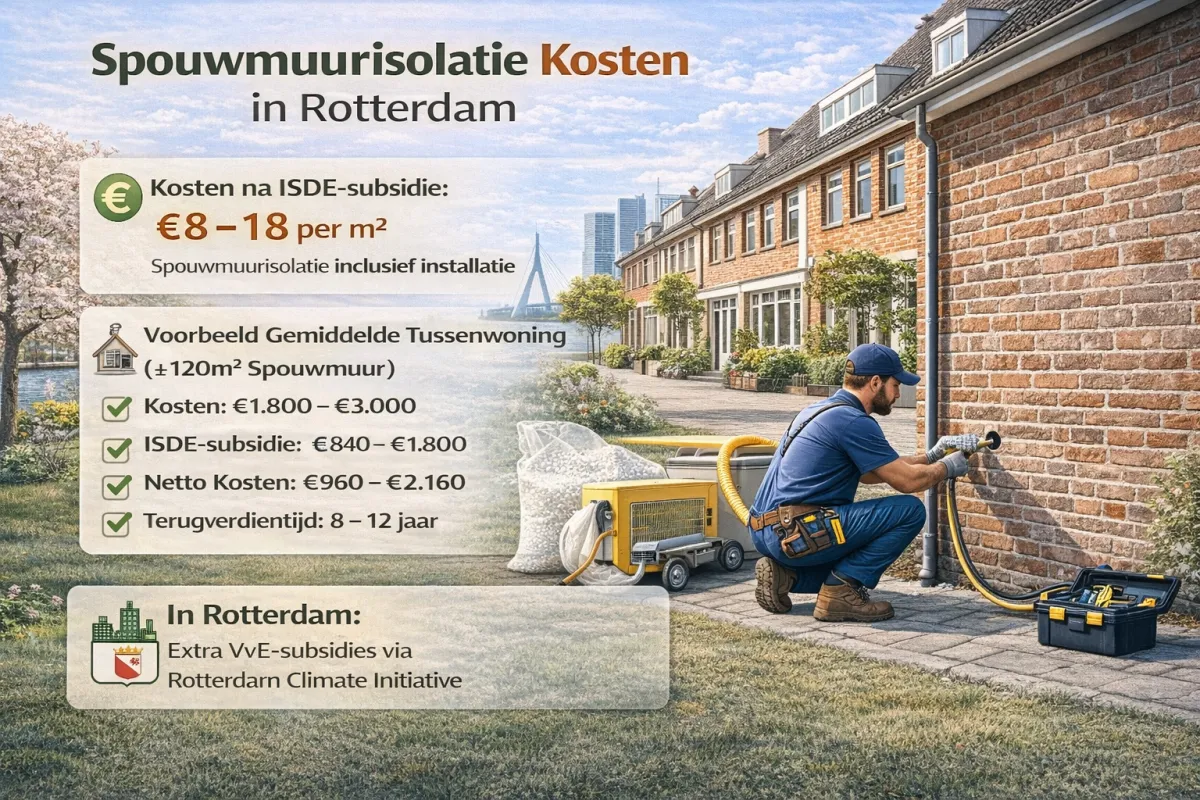 Spouwmuurisolatie kosten 2026, subsidie, installateurs en terugverdientijd