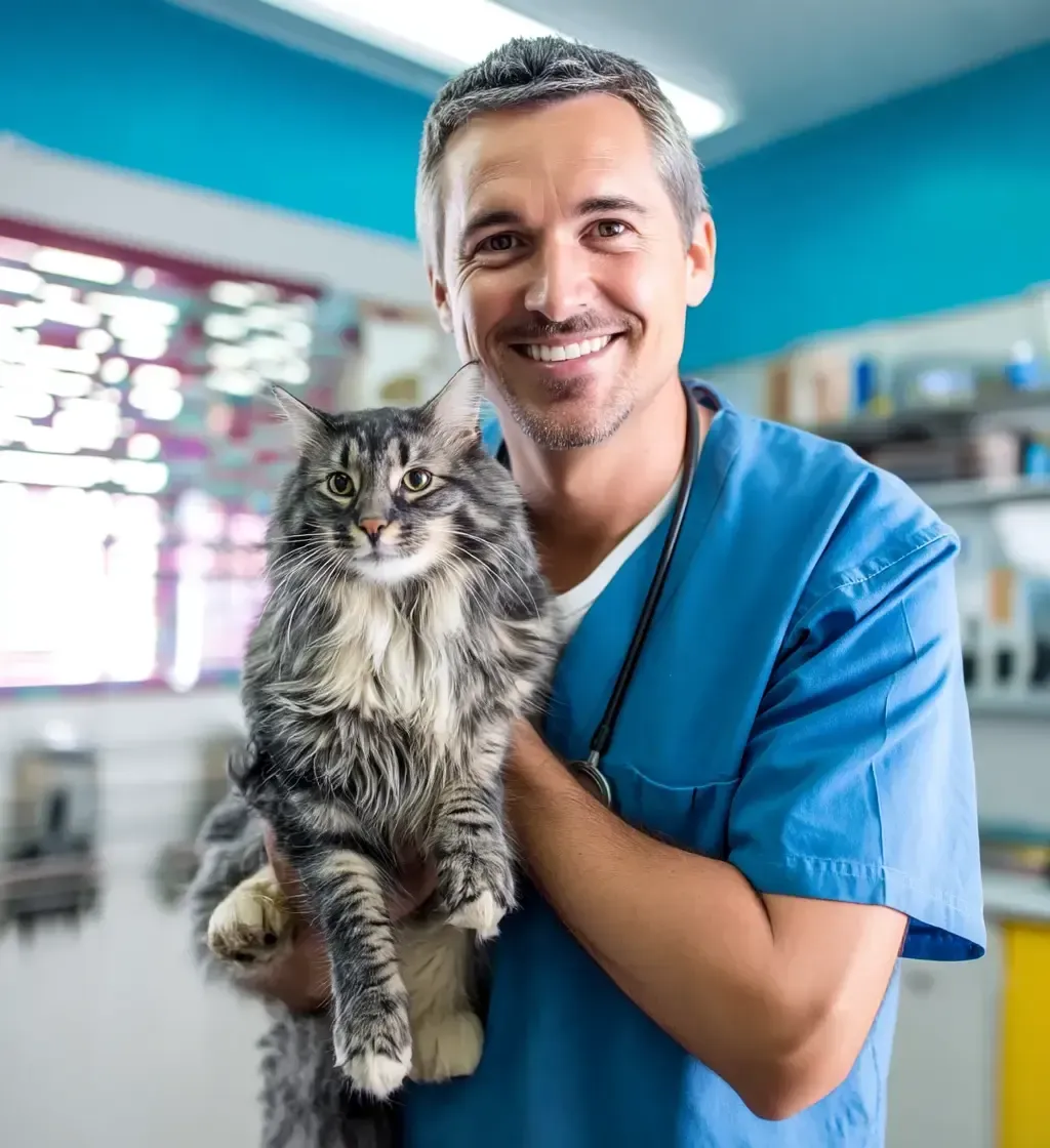 veterinarian working