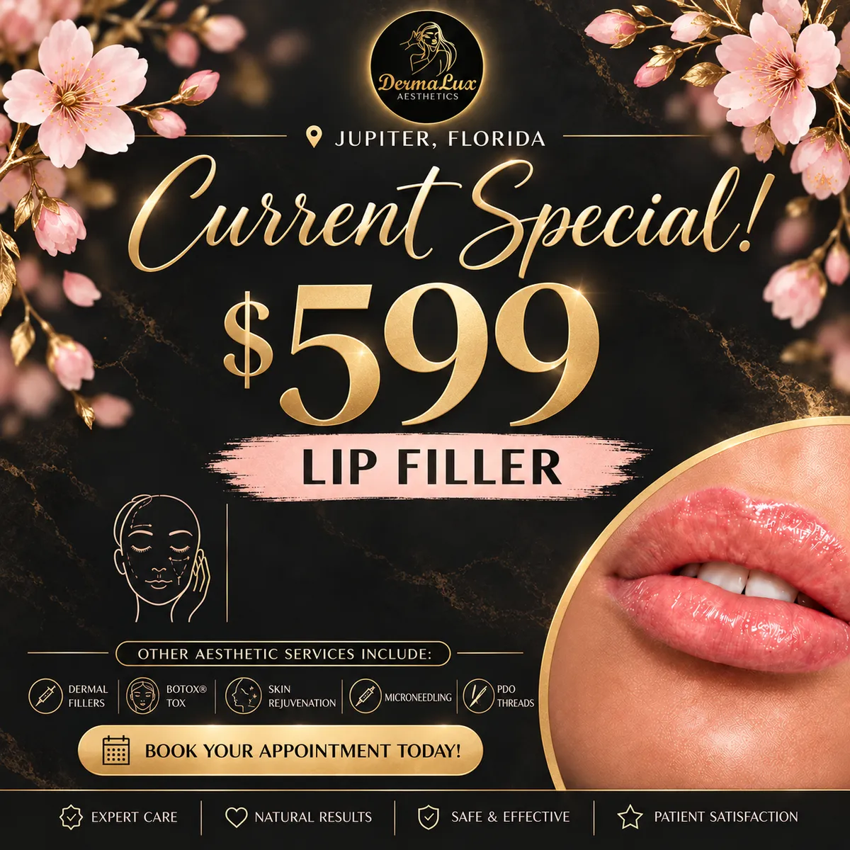 DermaLux Aesthetics lip filler special — $599