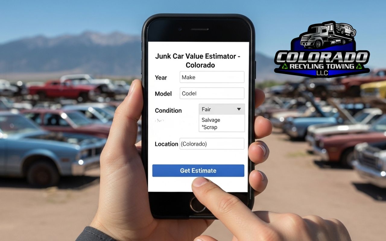 junk car value estimator Colorado tool on a phone screen