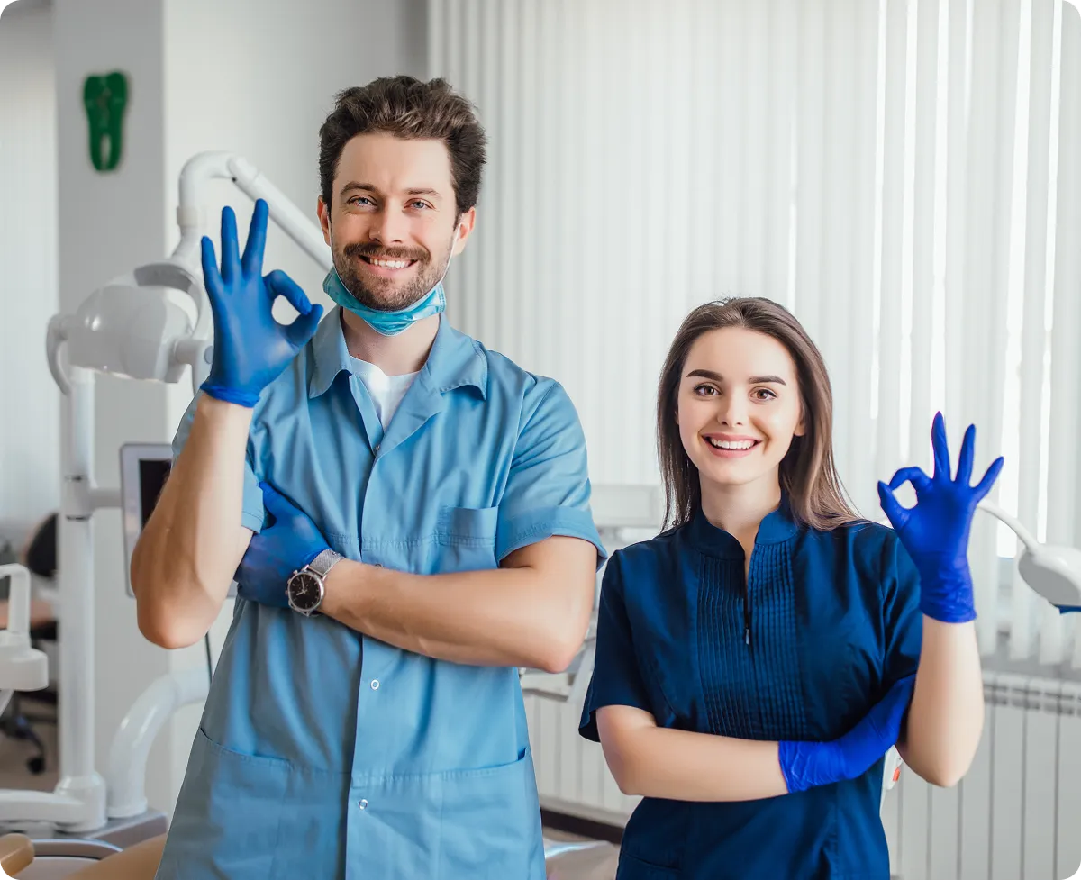 Dental professionals in clinic