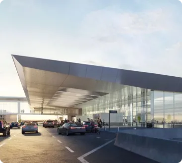 John Glenn Columbus International Airport exterior with terminal, LH3 executive travel"