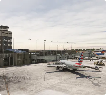 Dayton International Airport terminal exterior, LH3 chauffeur airport services"