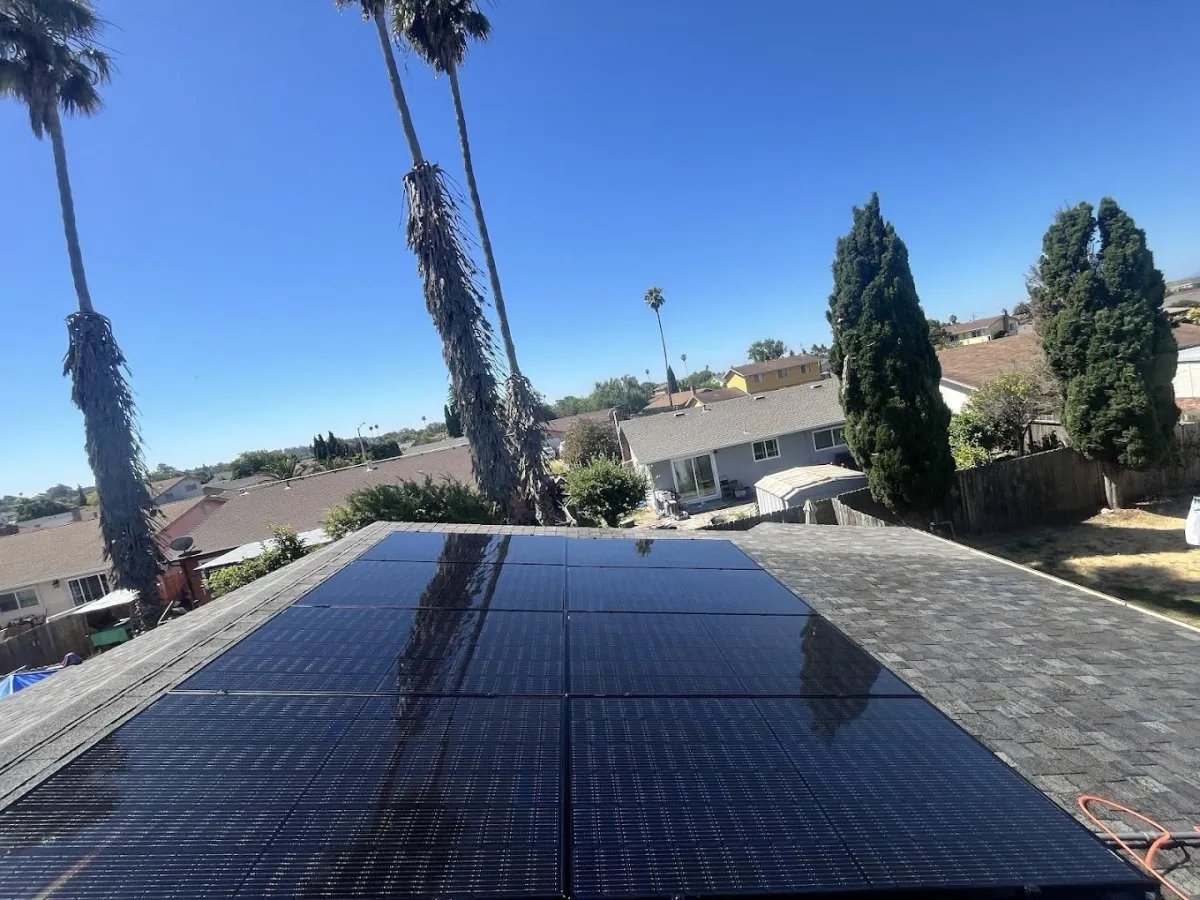 Clean ground-mounted solar panel array residential property Solano County professional solar panel cleaning service