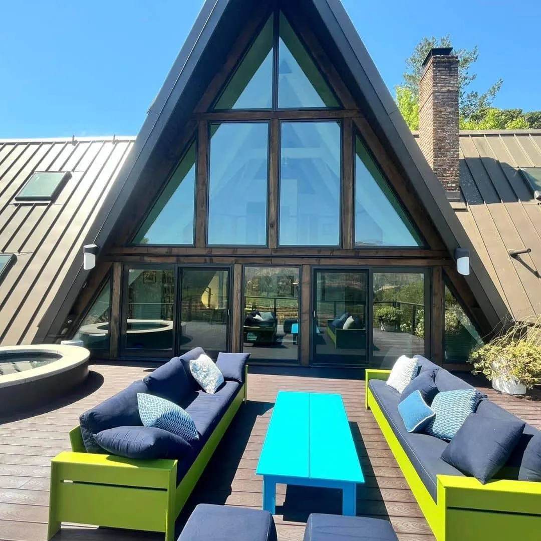 Clean A-frame home windows with mountain view residential window cleaning Solano County professional service