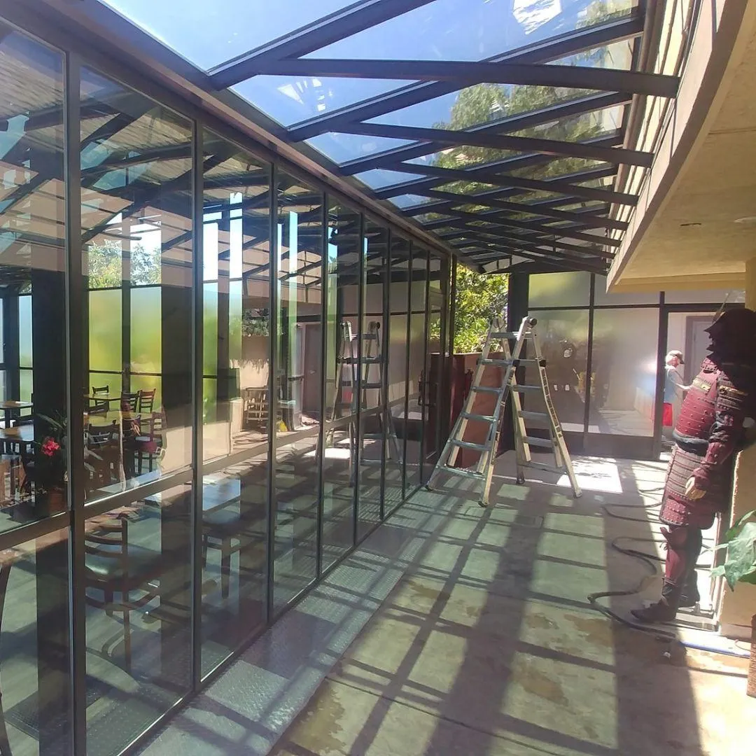 Commercial window cleaning modern office building glass atrium Solano County professional business window service