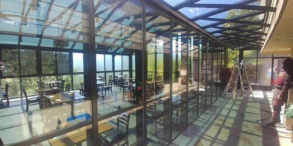 Commercial window cleaning modern office building glass atrium Solano County professional business window service