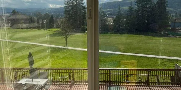 Clean sliding glass doors pool view residential window cleaning results Solano County Teodor Window Solar Cleaning