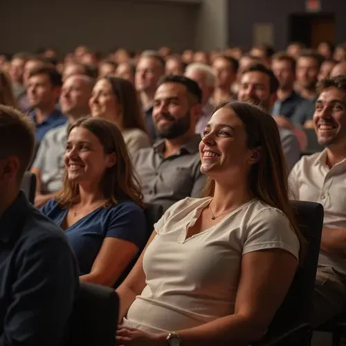 People enjoying the audio during a church service.