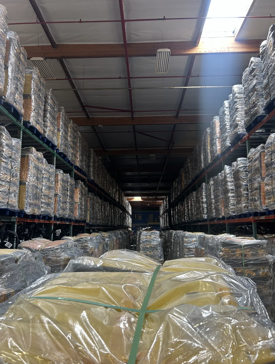 High-density pallet storage aisle in GSW 3PL warehouse — eCommerce and FBA inventory storage