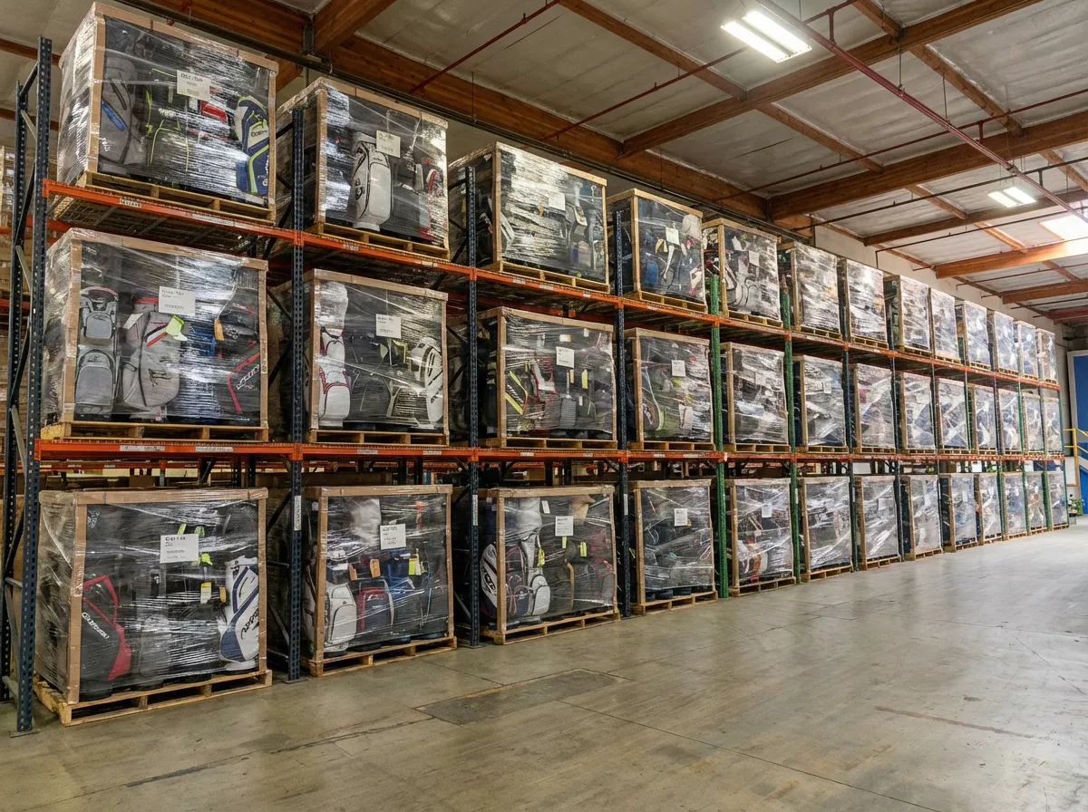 Palletized specialty products stored on multi-level racking in GSW 3PL warehouse — eCommerce and FBA prep fulfillment