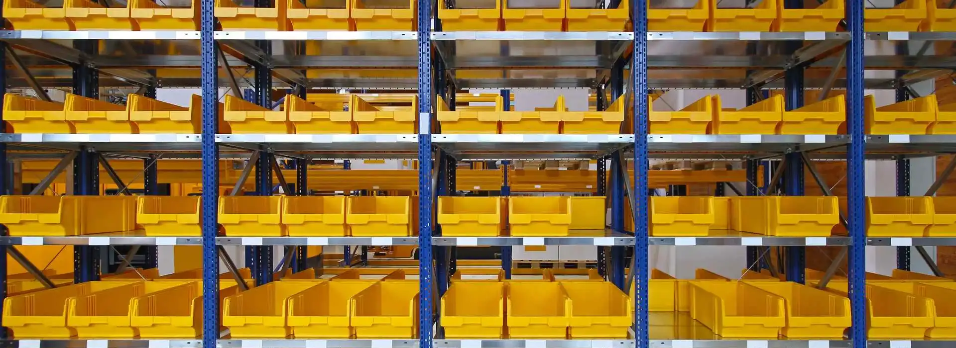 GSW 3PL e-commerce fulfillment bin shelving — organized pick locations for DTC, Amazon FBA, Shopify, and TikTok Shop order fulfillment at GSW's bi-coastal 3PL facilities