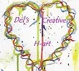 image of a multi-coloured heart on a white background with the words Del's creative H-art which is a logo for that company