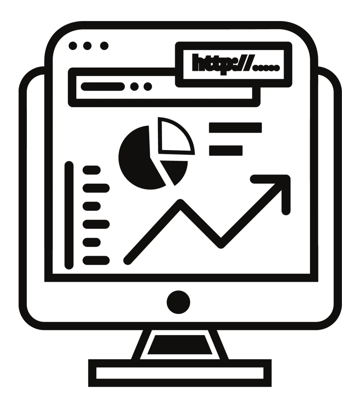 Computer with analytics displayed showing skyrocketing growth.