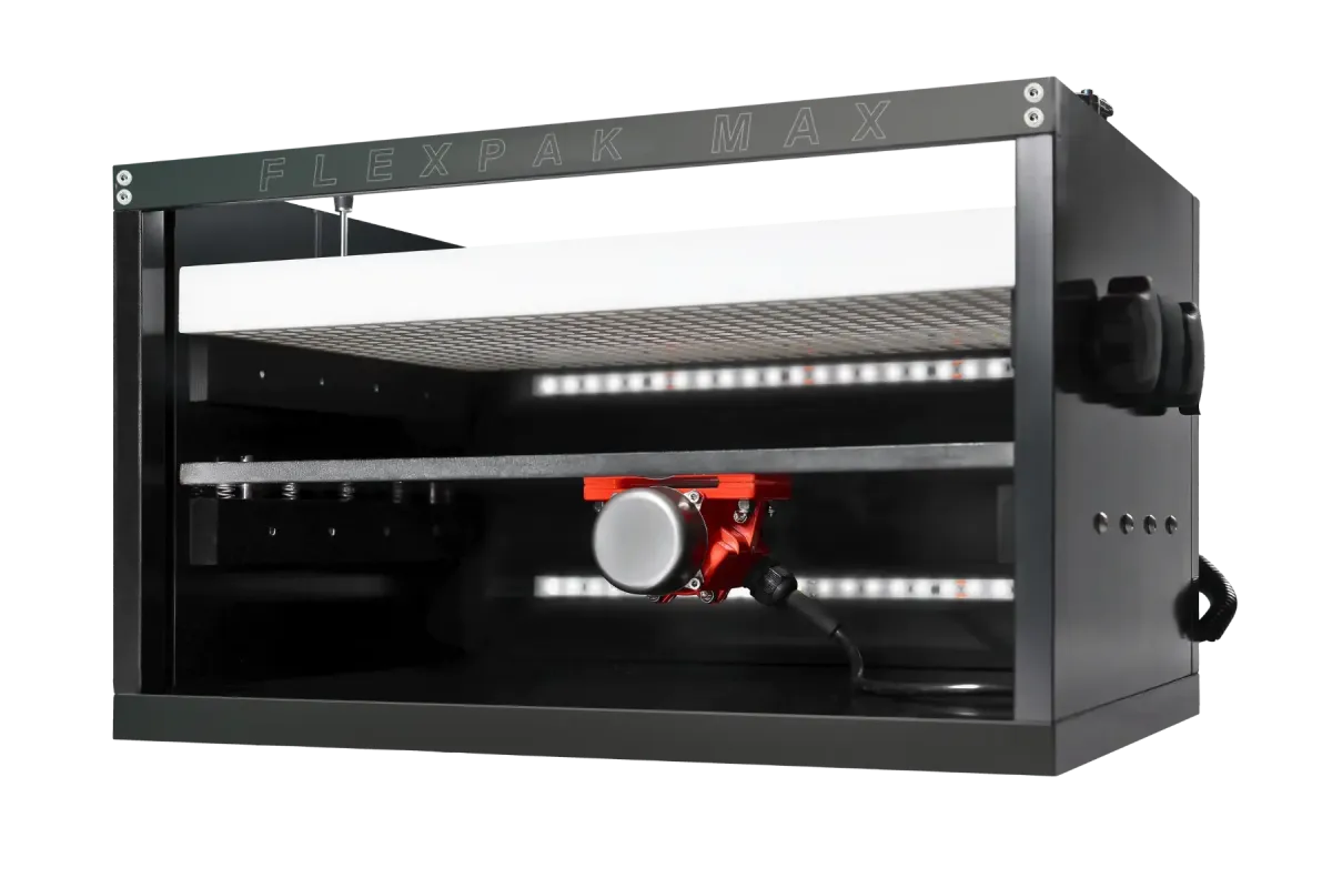 lexPak Max pre-roll machine front facing right angle