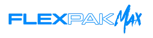 Flexpak Max logo written in blue text