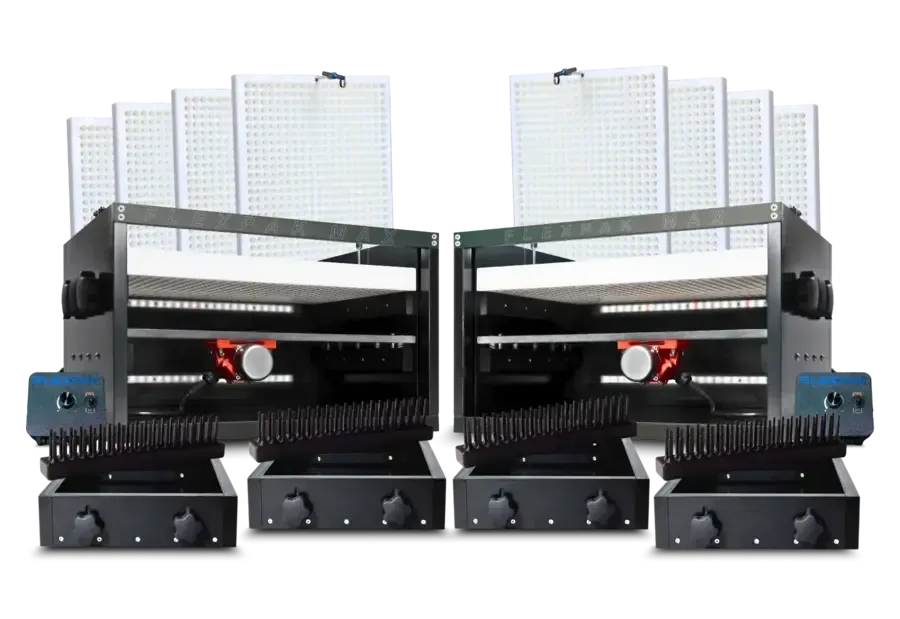 FlexPak Enterprise Pre-Roll Machine Package – Dual FlexPak Max Filling Machines with Three Setup Boxes, Three Joint Closers, Eight Cone Plates, and Two Motor Controllers for Maximum Cannabis and CBD Output