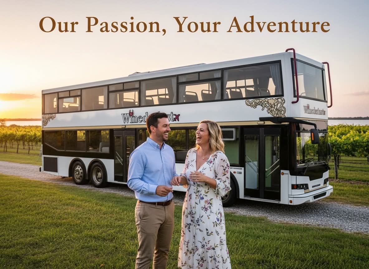 Friends enjoying a wine bus tour with Winederlust