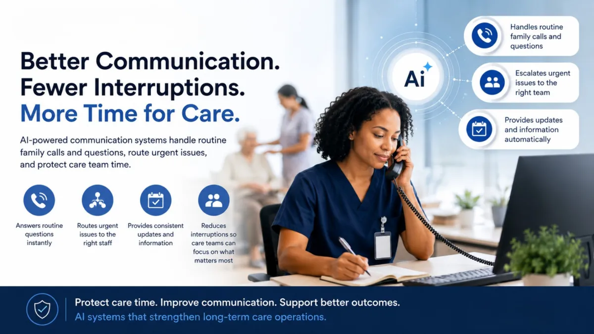 AI handling family communication in long term care to reduce staff interruptions