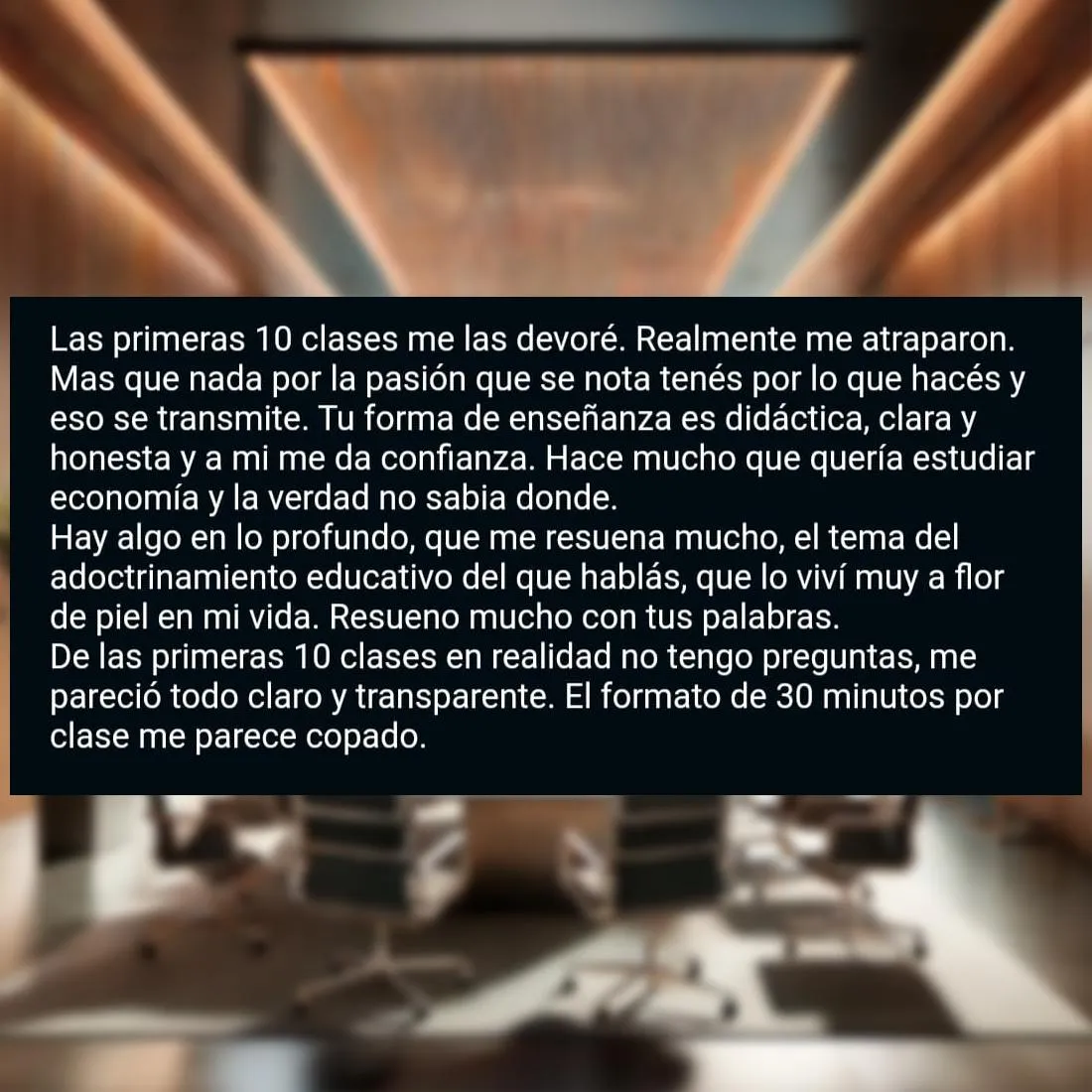 Testimonio 2 de Economia etica para empresarios