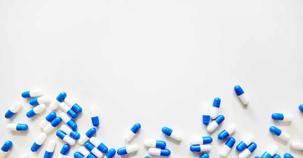 antibiotic pills on a whote background