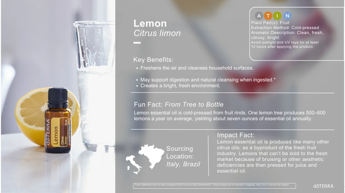 Lemon essential oil – bright, cleansing citrus for mood uplift and seasonal refresh