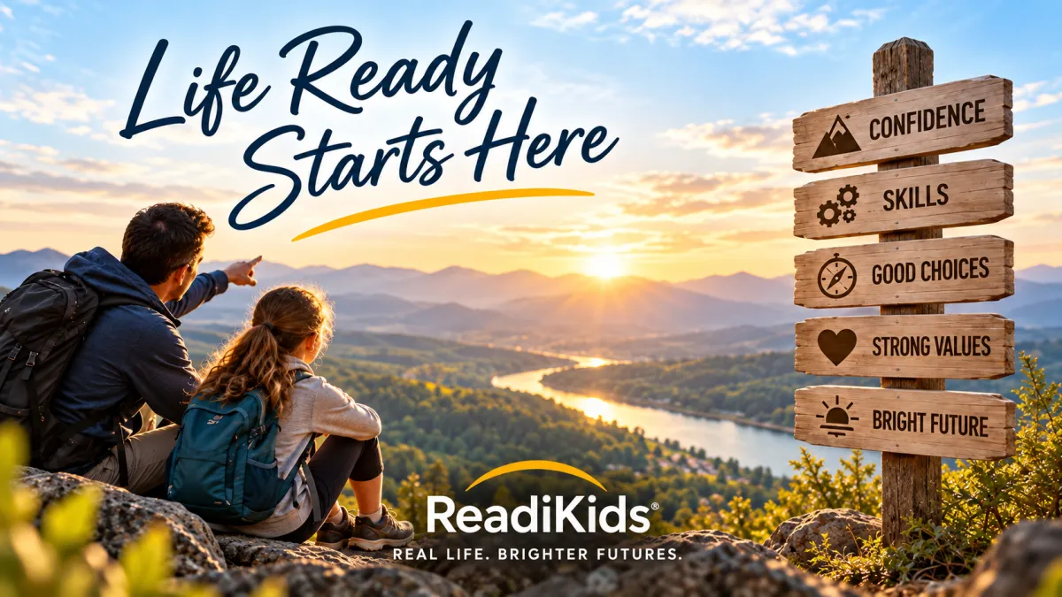 Parent helping a child practice an everyday skill that builds Life Readiness