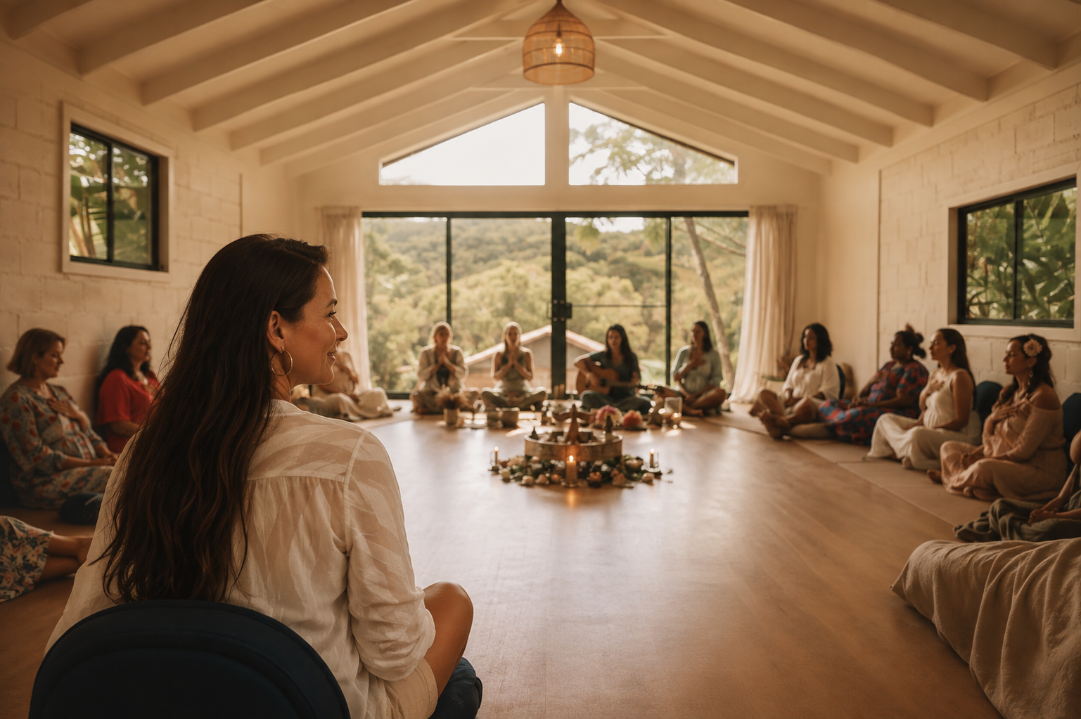 Women gathered in a circle at a Her Table day immersion