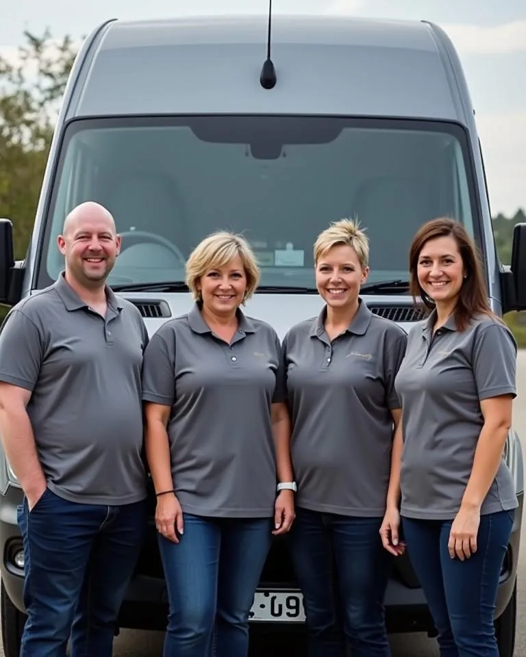 Crew in front of plumbing van