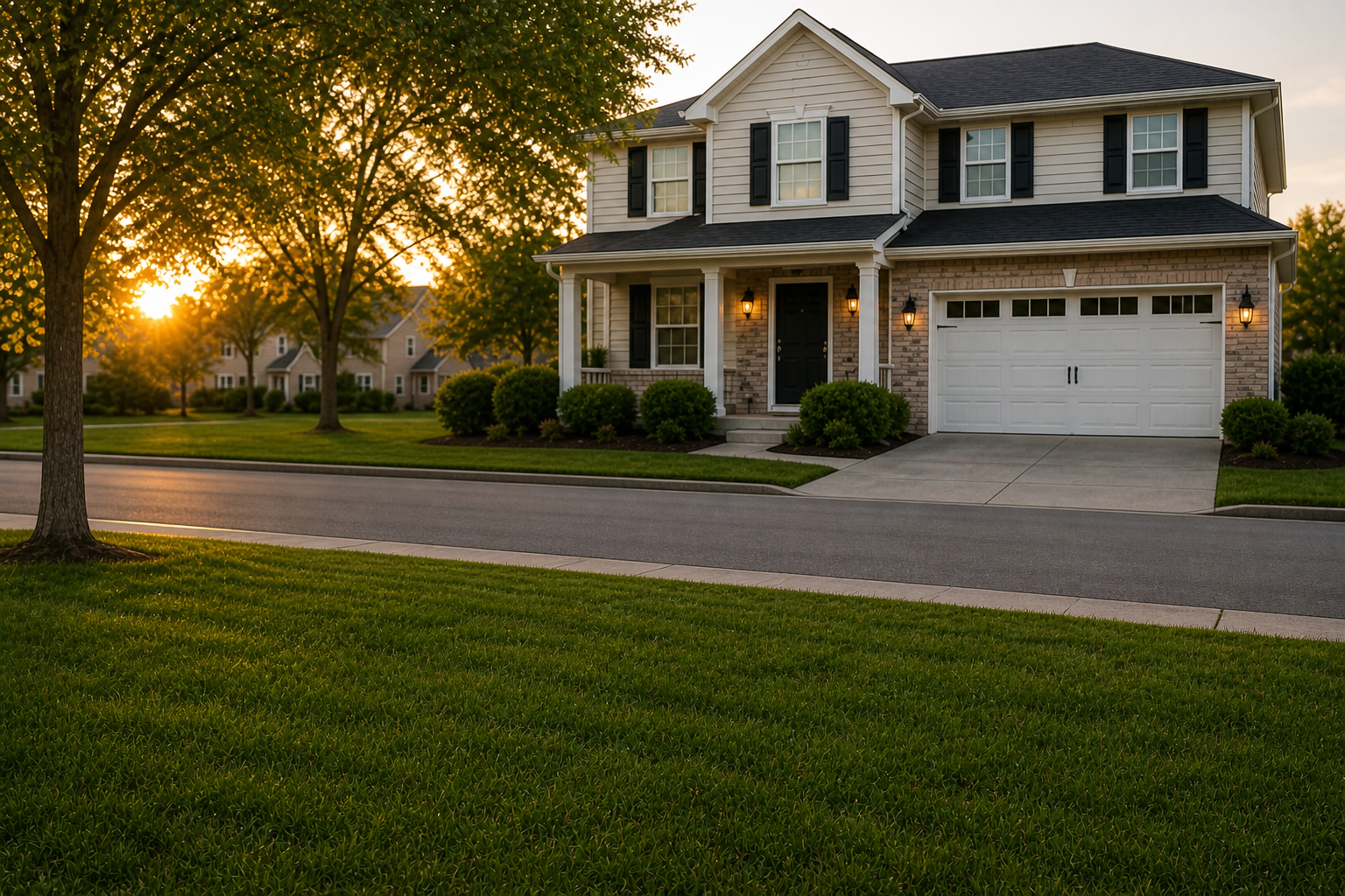Georgetown Texas home at sunset with empty driveway and quiet street after listing expired
