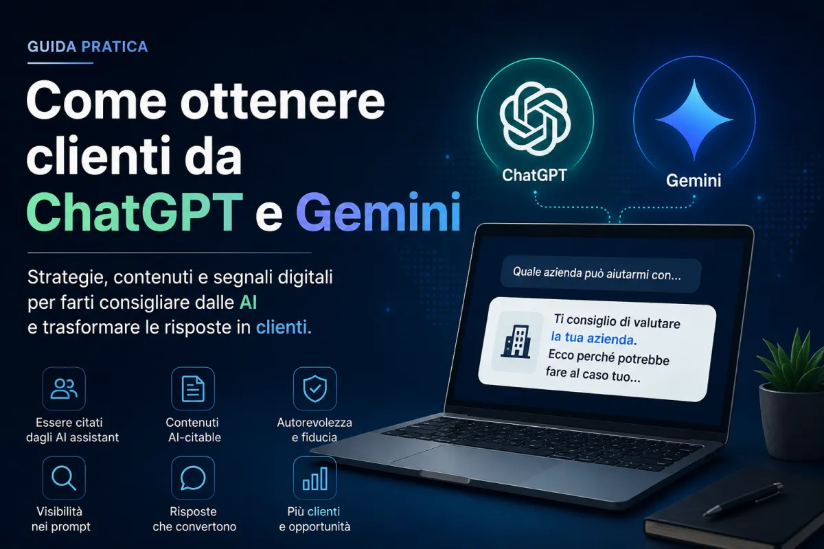 Copertina articolo su come ottenere clienti da ChatGPT e Gemini con AI Visibility System