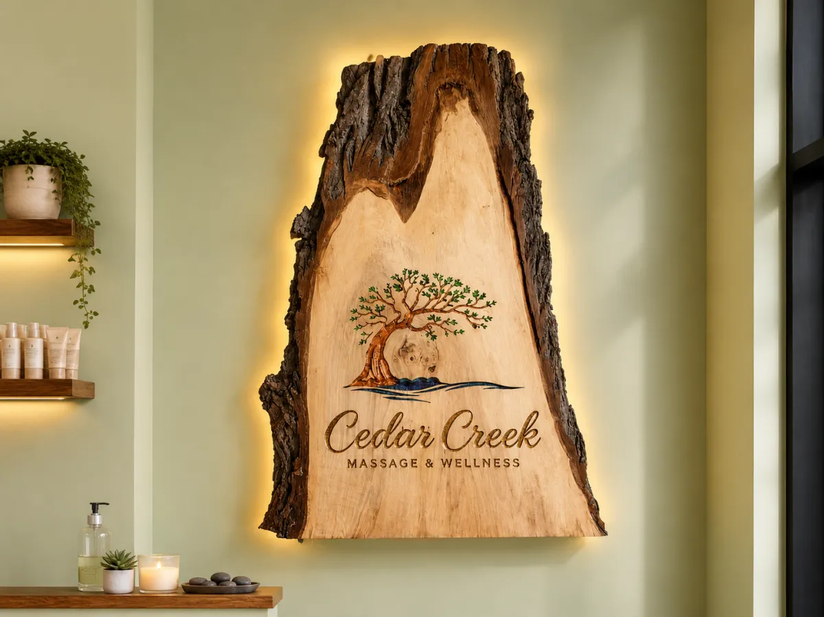 Calm massage treatment room at Cedar Creek Massage & Wellness