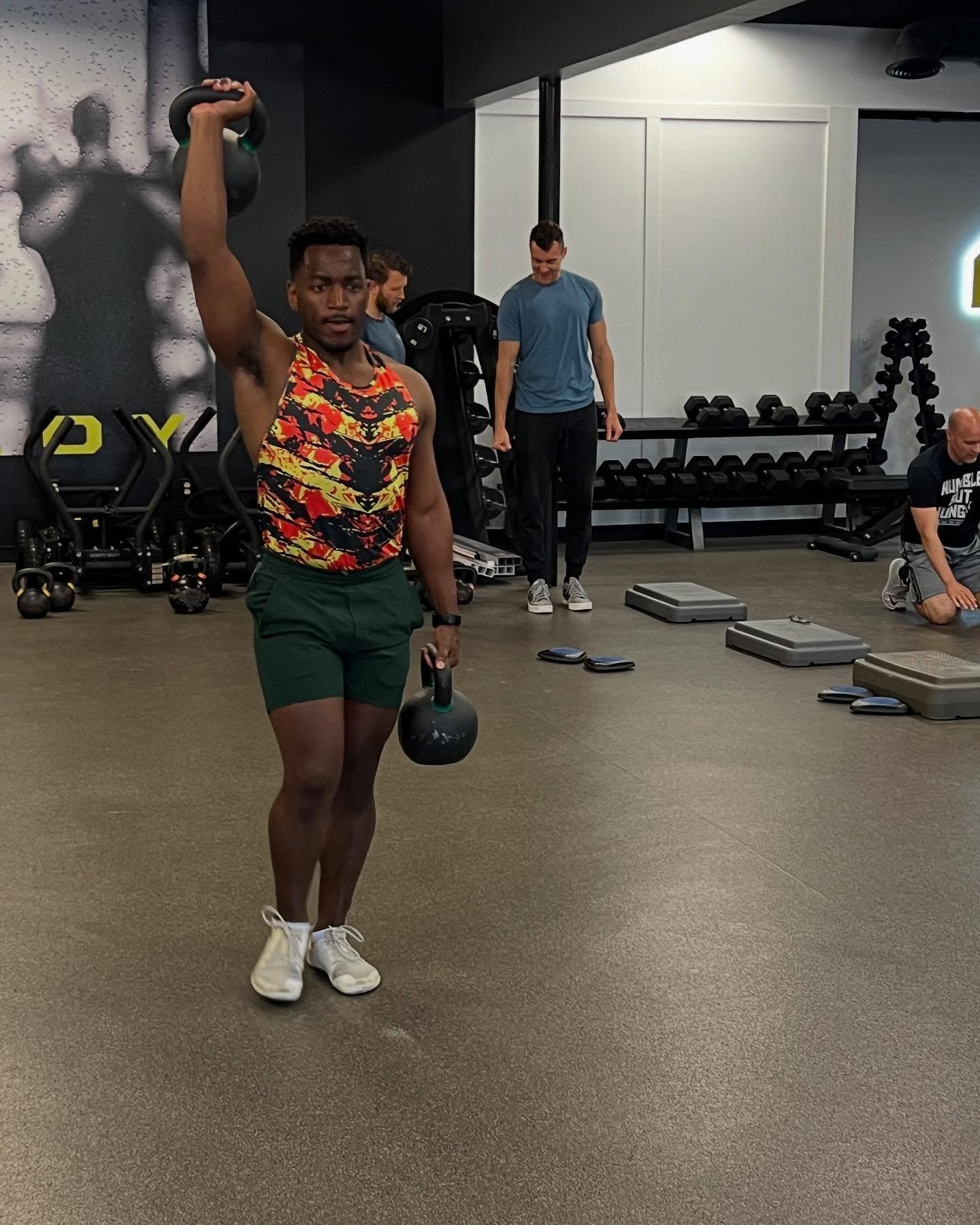 Fun Group Fitness Training in Chicago at Alloy Personal Training Lincoln Park. Group photo during a small group personal training session.