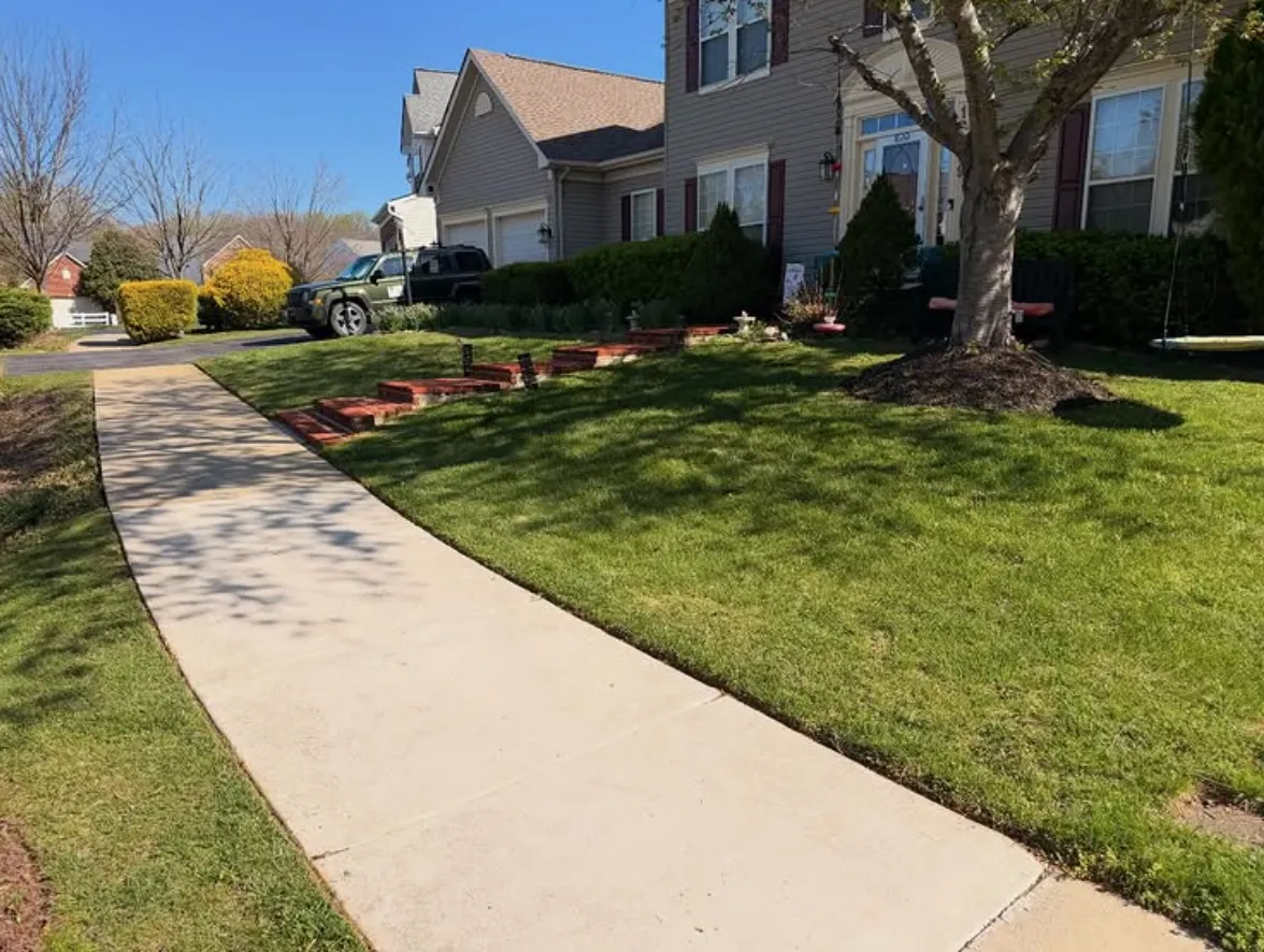 Close up of pristine lawn edging and uniform mowing stripes