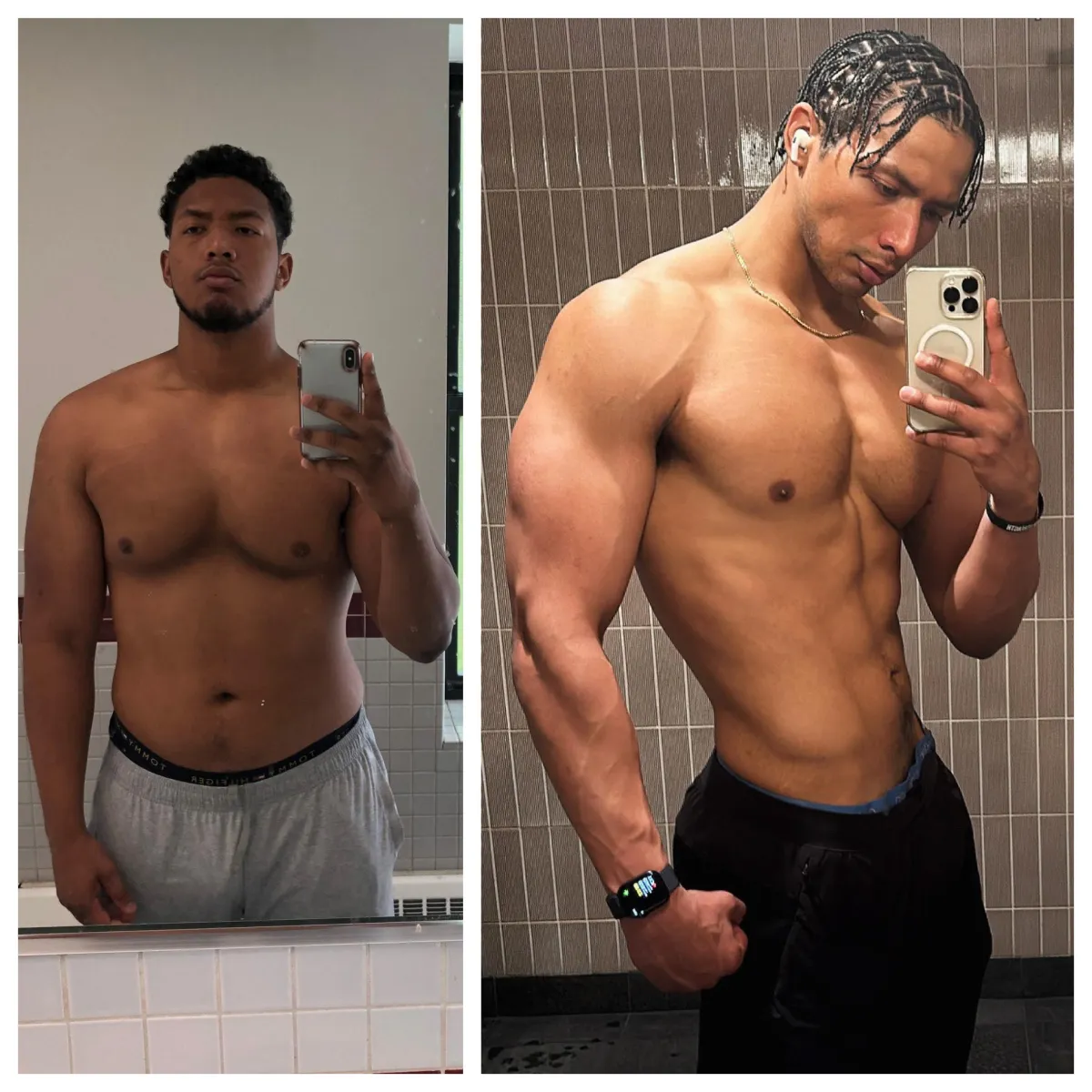 topless man in black shorts carrying black dumbbell