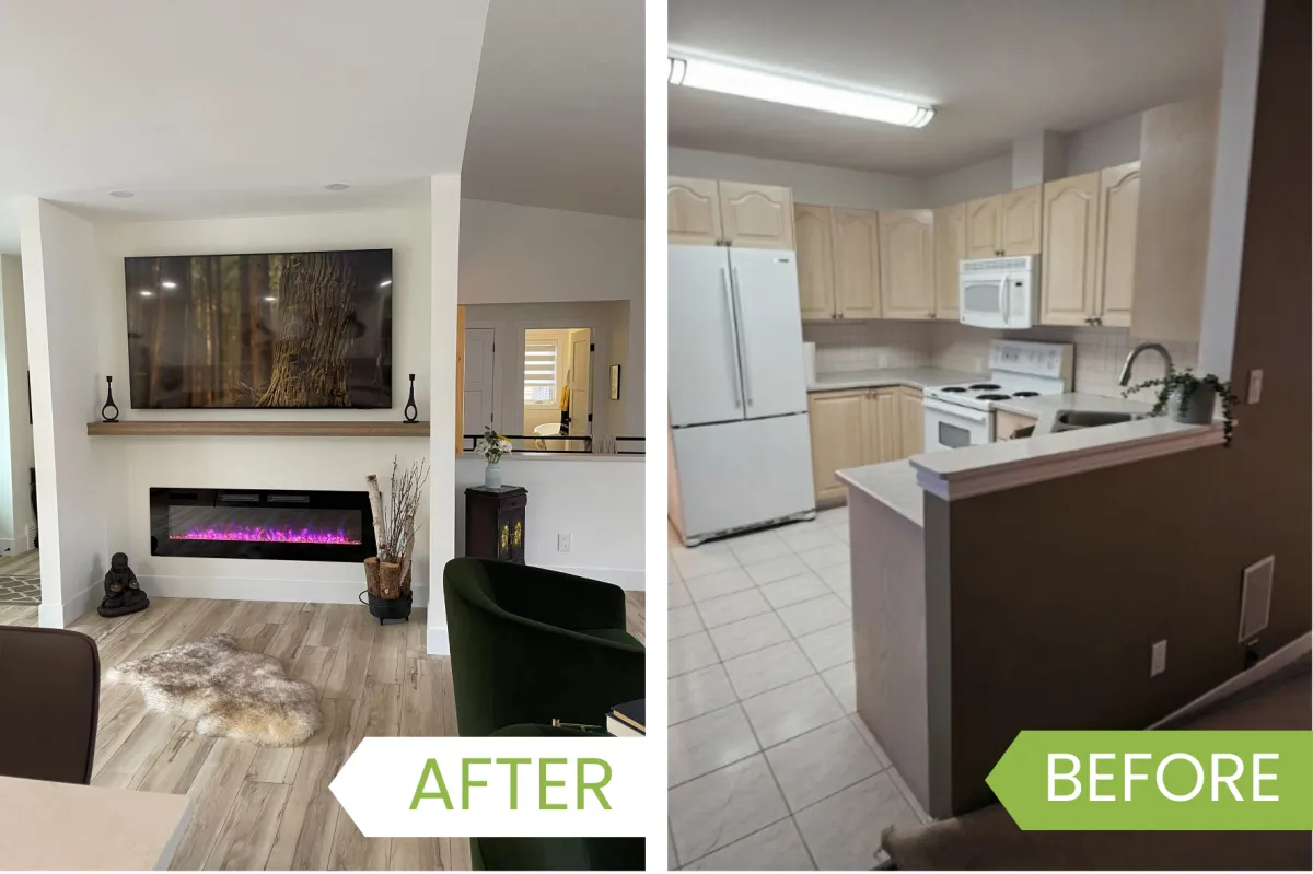 Kitchen renovation before and after photo