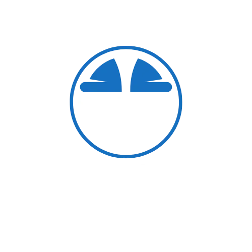construction recruitment solutions logo for restoration industry with blue and white