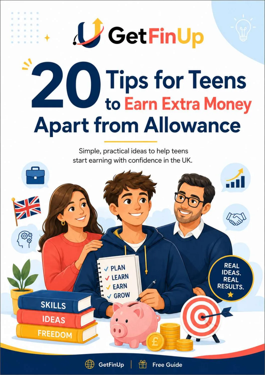 Preview of the actual 20 Tips for Teens guide and an inside page