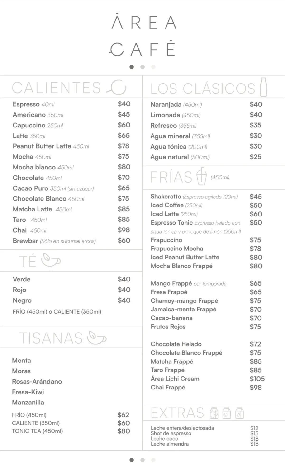 Menú Área Café