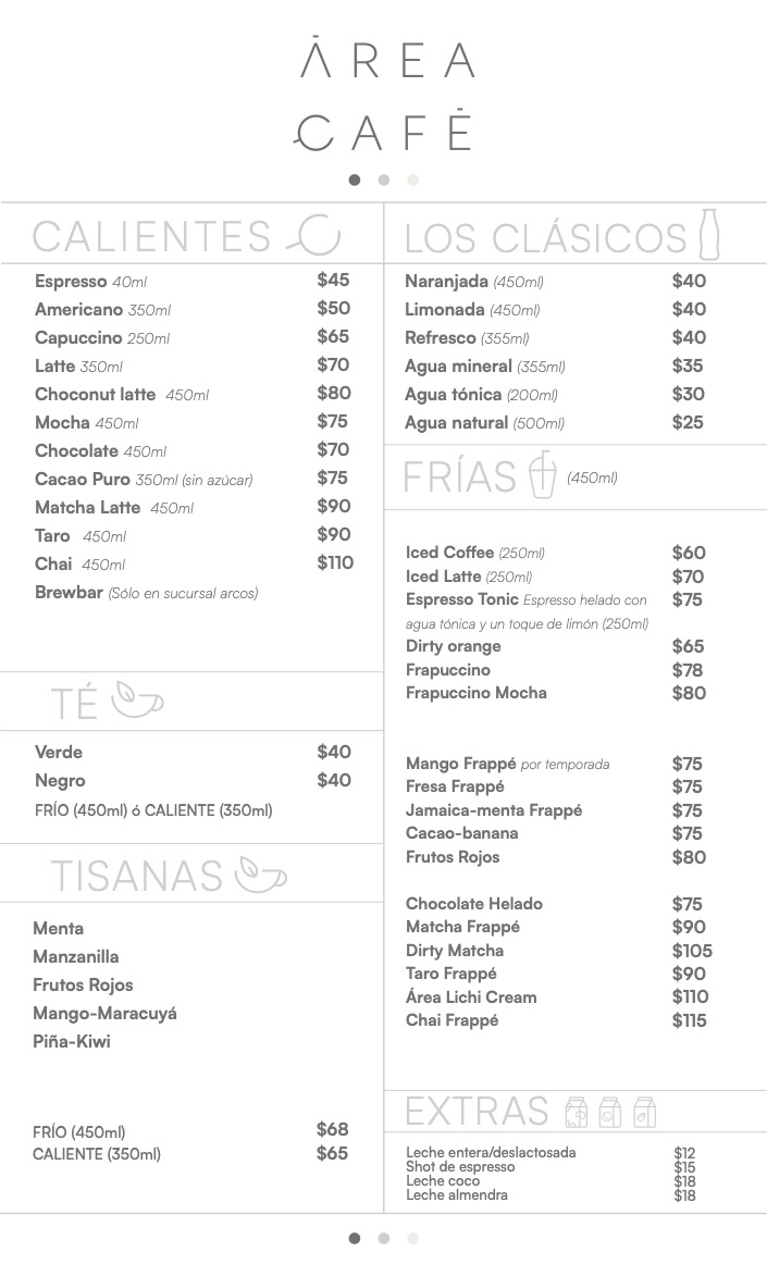 Menú Área Café