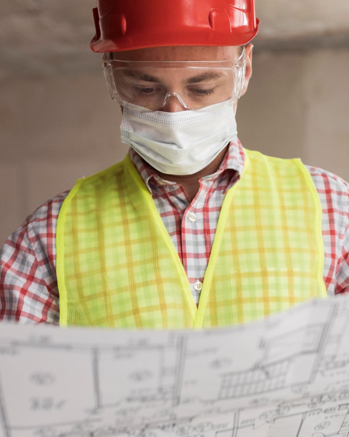 contractor looking at blueprint