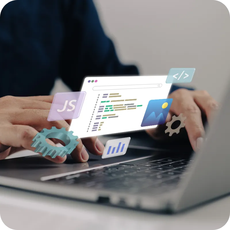 Desktop and mobile devices displaying a website layout.