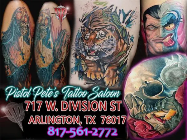 Pistol Pete Salais the Best Tattoo Artist In Arlington Texas and all of Texas Pistol Pete's Tattoo Saloon