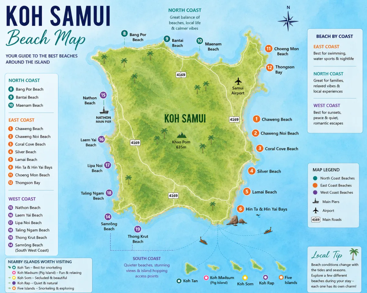 Map of Koh Samui's Beaches