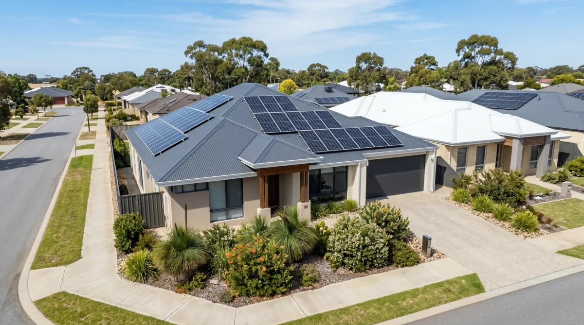 Residential solar panel cleaning on a Perth home rooftop