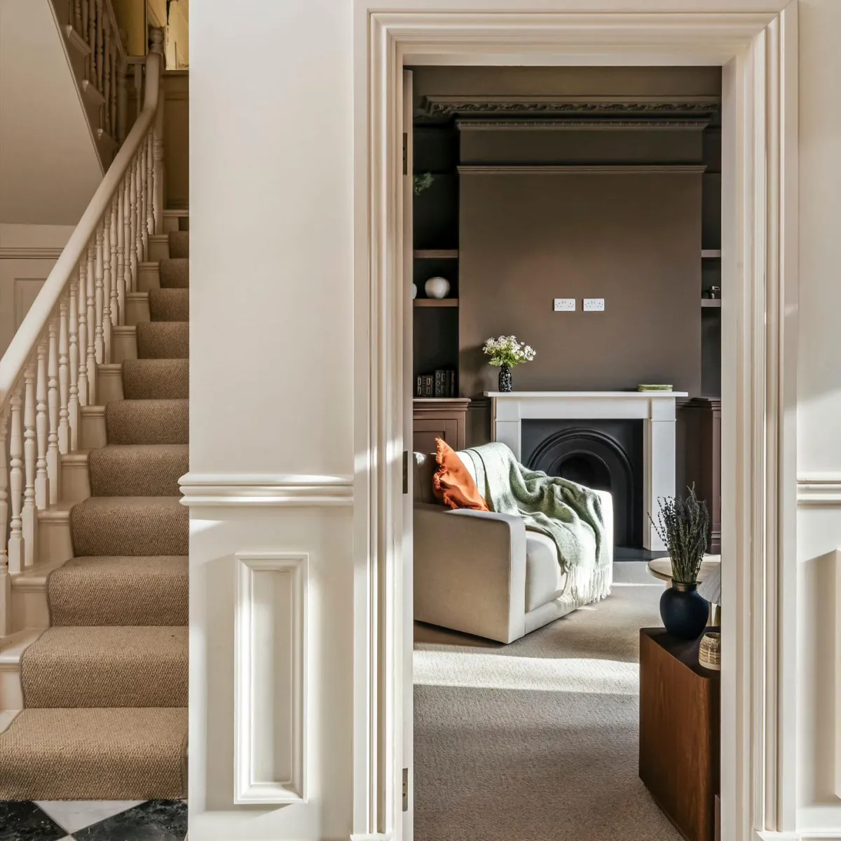 Staircase installation in Hove with a new oak flight and timber spindles