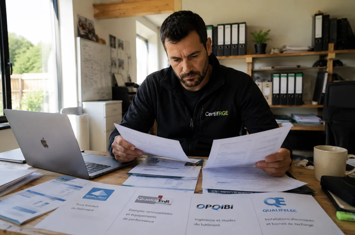 Artisan comparant les organismes certificateurs RGE selon son métier du bâtiment