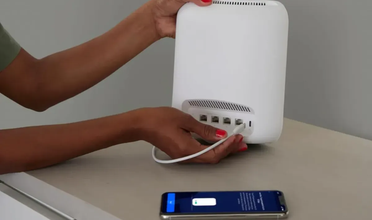 Modern St Albans living room with WiFi signal map on tablet