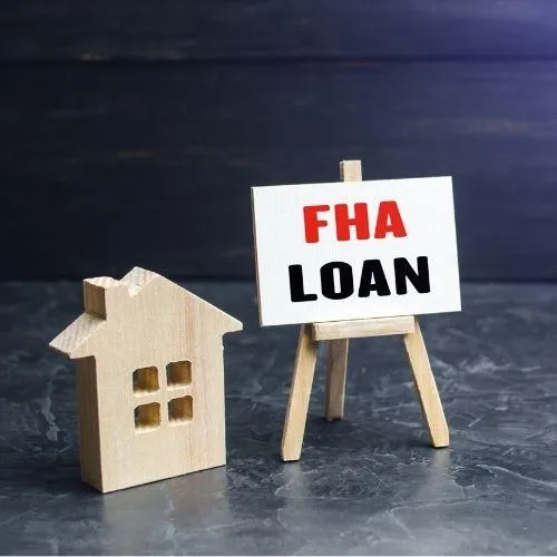 Small house outline and an FHA sign